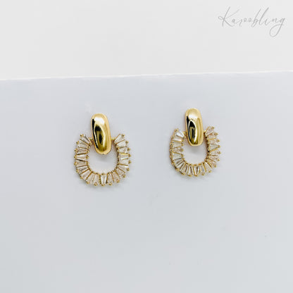 gold plated lux statement dangle earrings