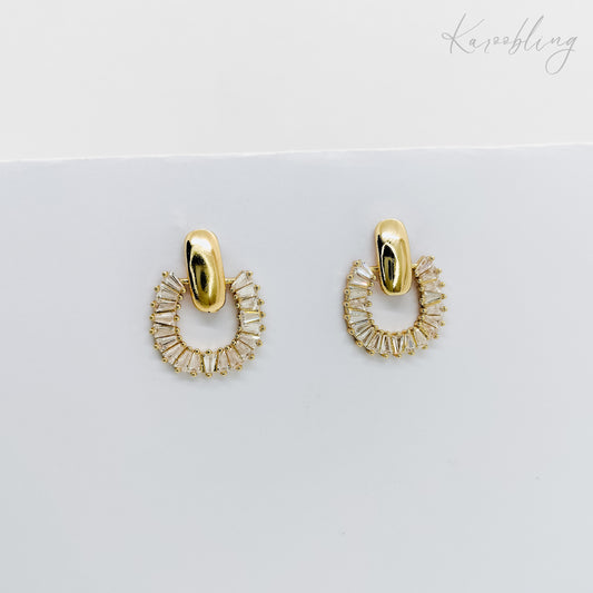 gold plated lux statement dangle earrings