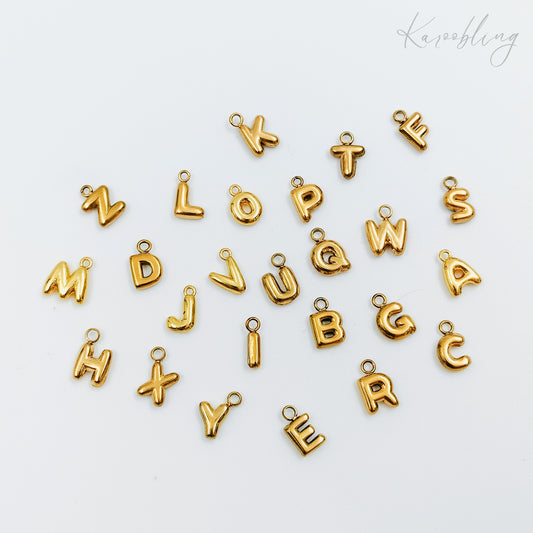 gold plated mini bubble initial charms (water & tarnish proof)