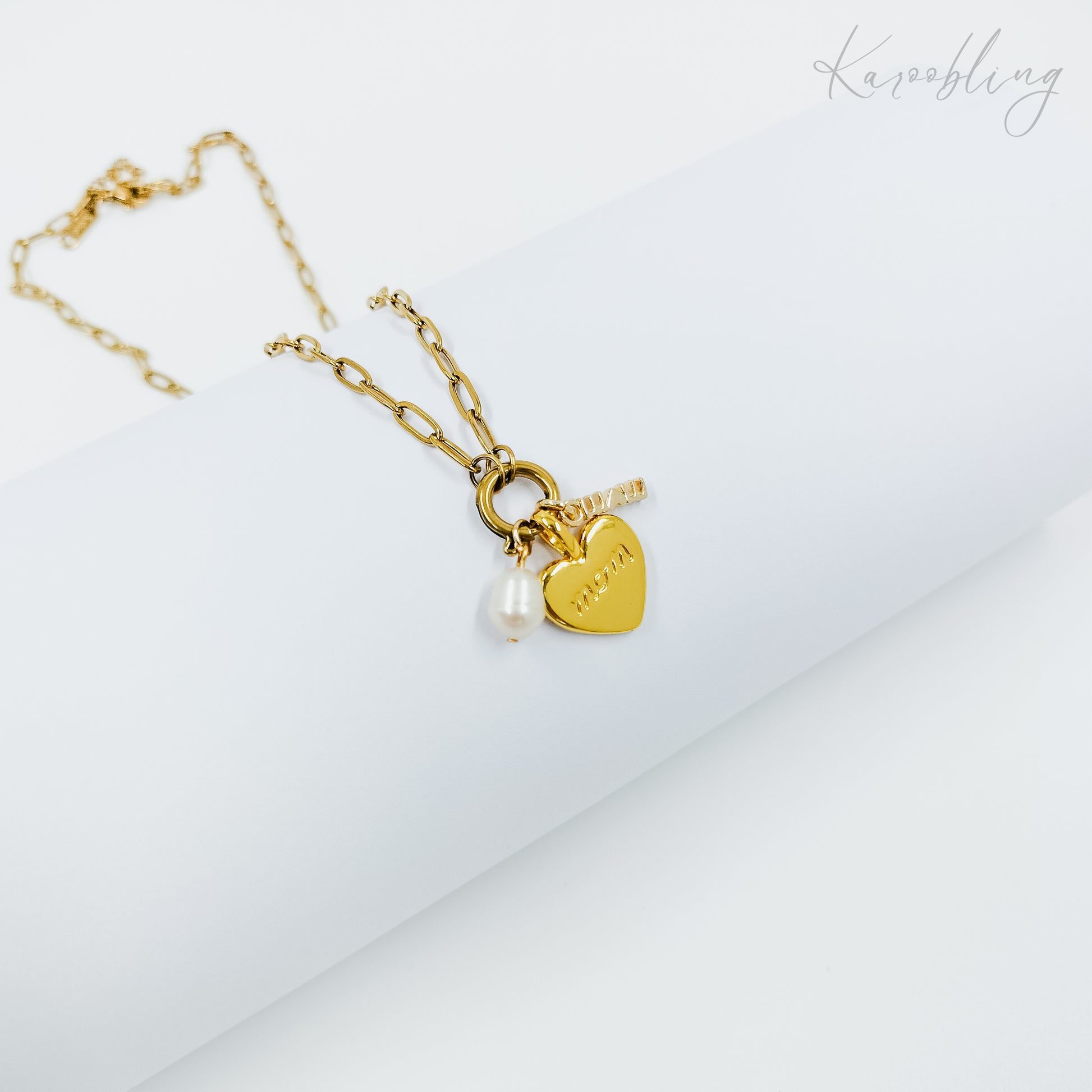 gold plated mom charm necklace (water & tarnish proof)