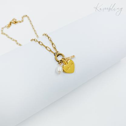 gold plated mom charm necklace (water & tarnish proof)