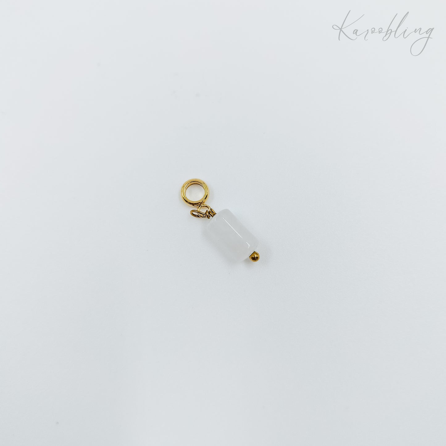 gold plated natural stone tube charms - milky white (water & tarnish proof)