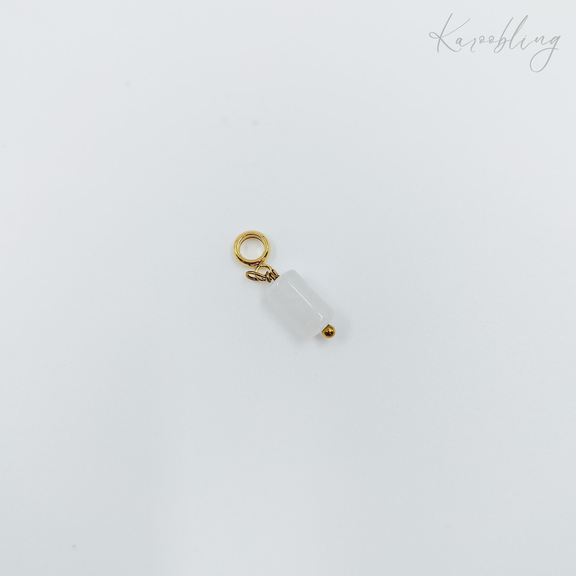 gold plated natural stone tube charms - milky white (water & tarnish proof)