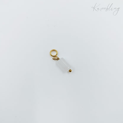 gold plated natural stone tube charms - milky white (water & tarnish proof)