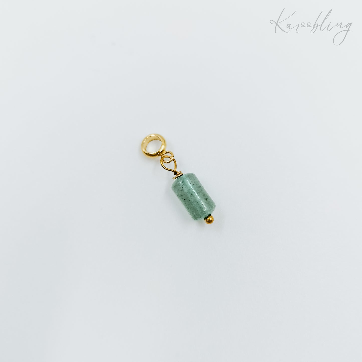 gold plated natural stone tube charms - sage green (water & tarnish proof)