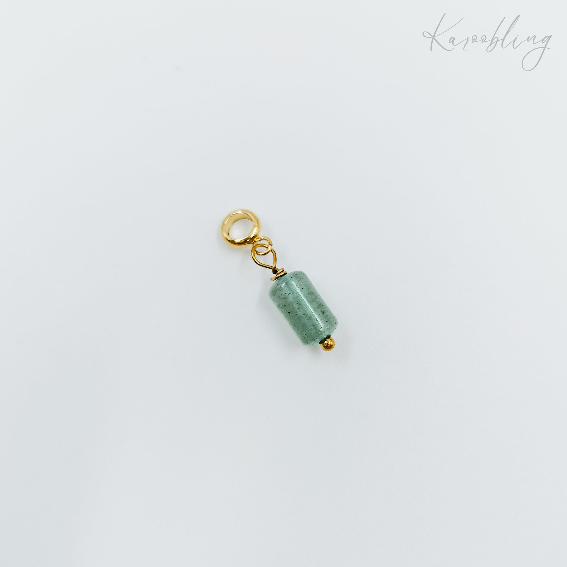 gold plated natural stone tube charms - sage green (water & tarnish proof)