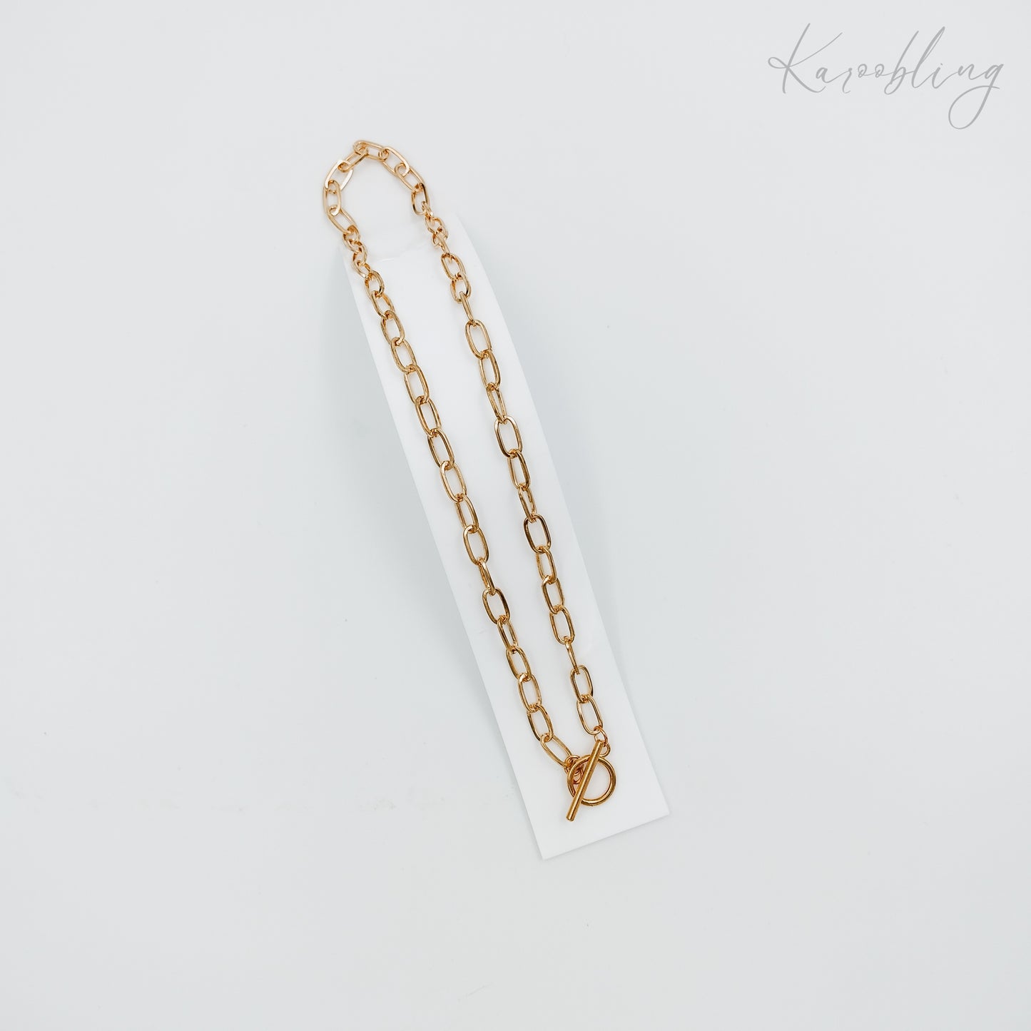 gold plated ot paperclip chain necklace (fashion jewelry)