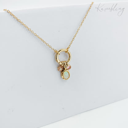 gold plated opal charm necklace, fashion jewellery