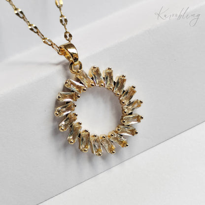 Gold Plated Paved Halo Necklace