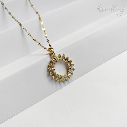 Gold Plated Paved Halo Necklace