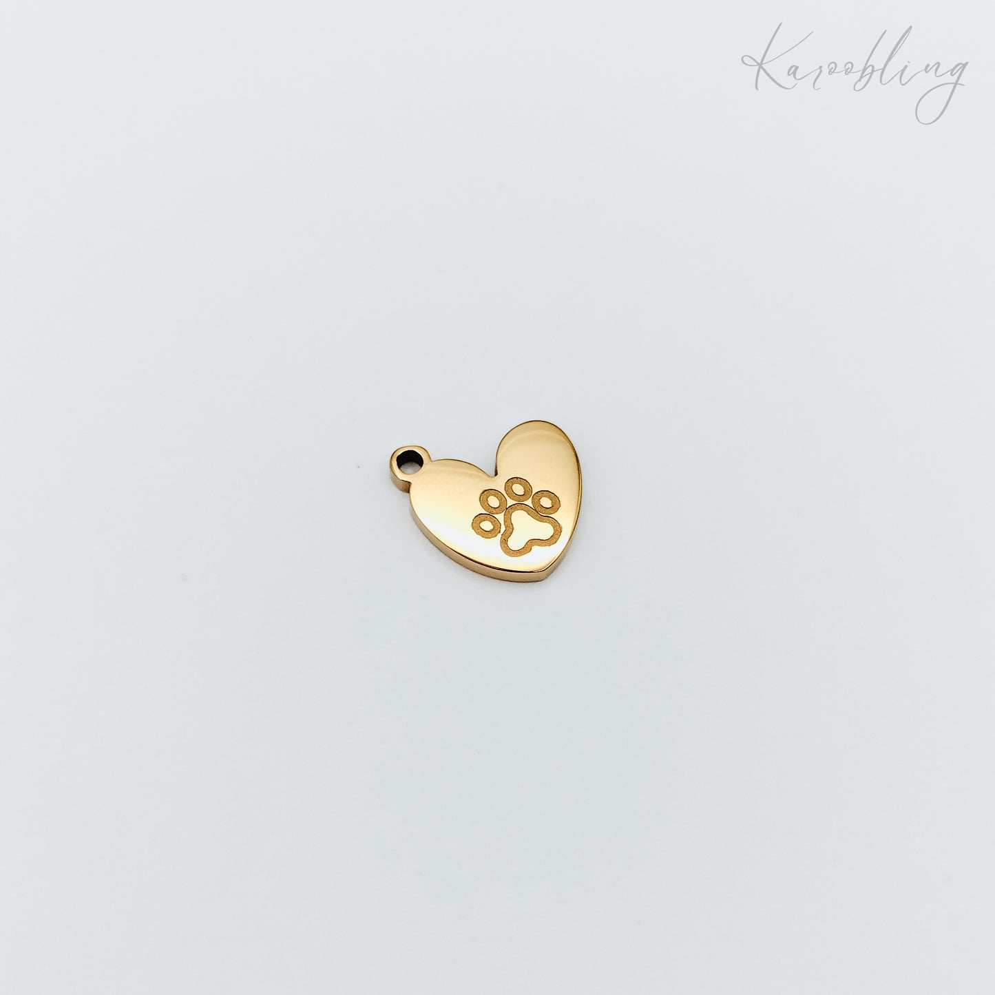 Gold Plated Paw Heart Charm (water & tarnish proof)
