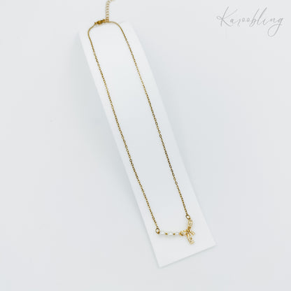 gold plated pearl bow necklace (water & tarnish proof)
