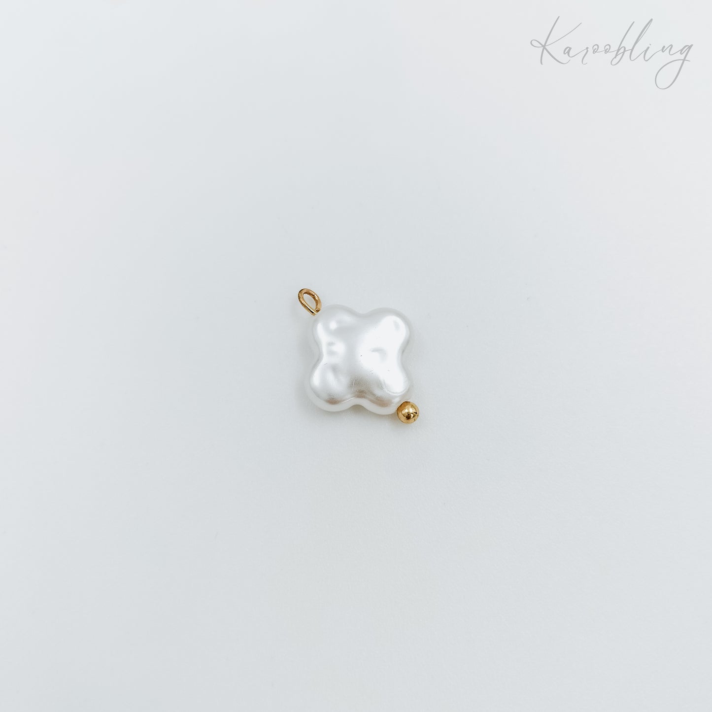 gold plated pearl clover charm (water & tarnish proof)