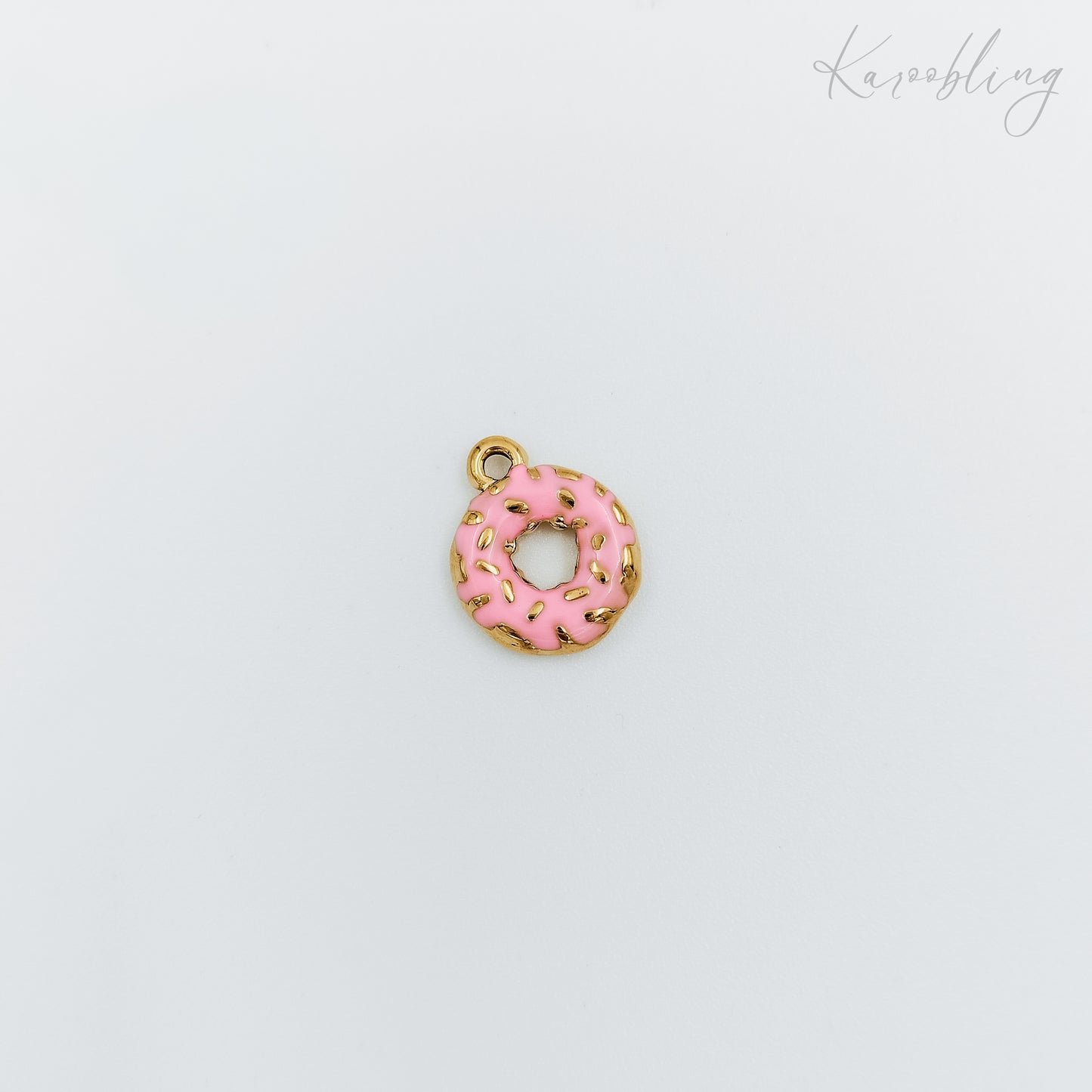 gold plated pink donut charm (water & tarnish proof)
