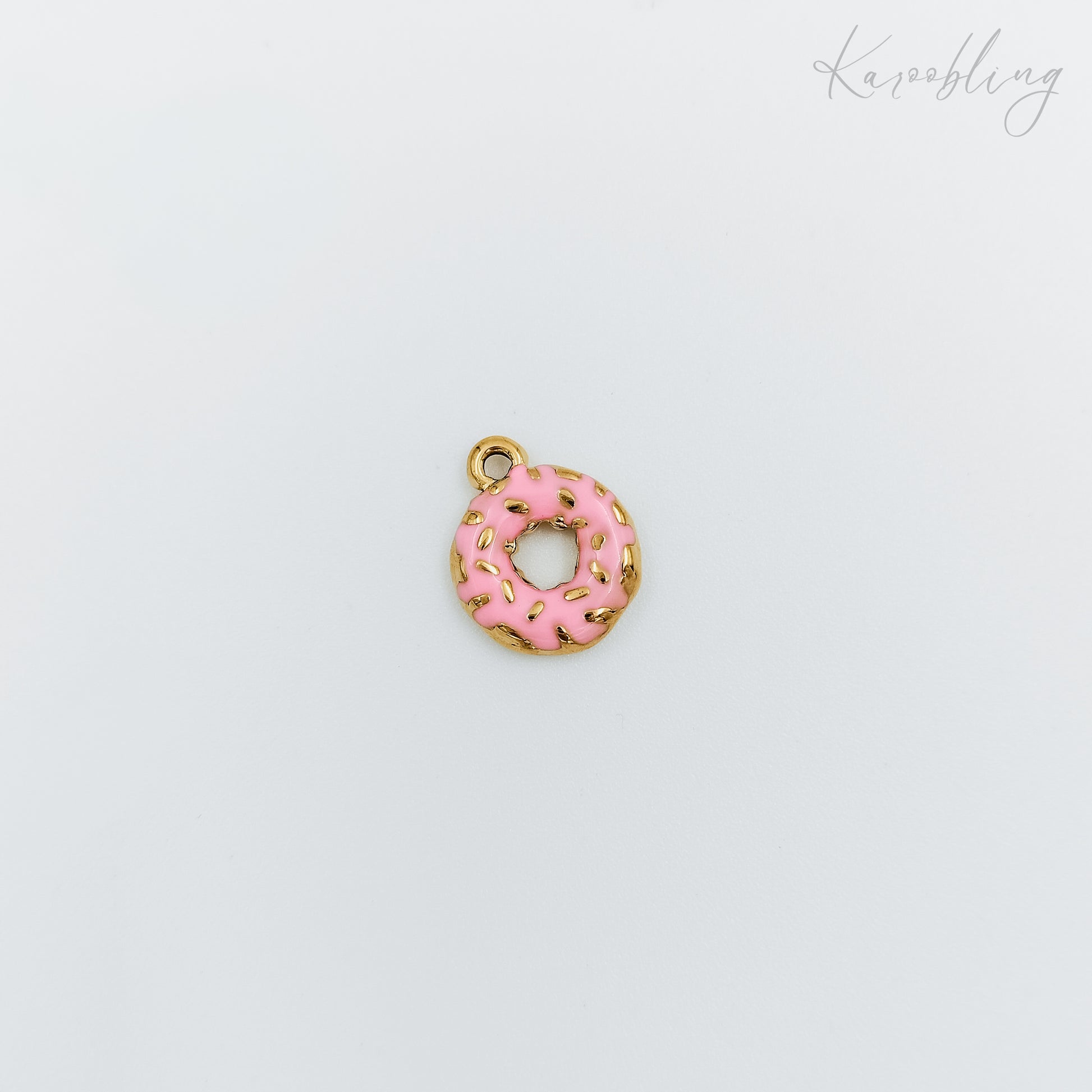 gold plated pink donut charm (water & tarnish proof)