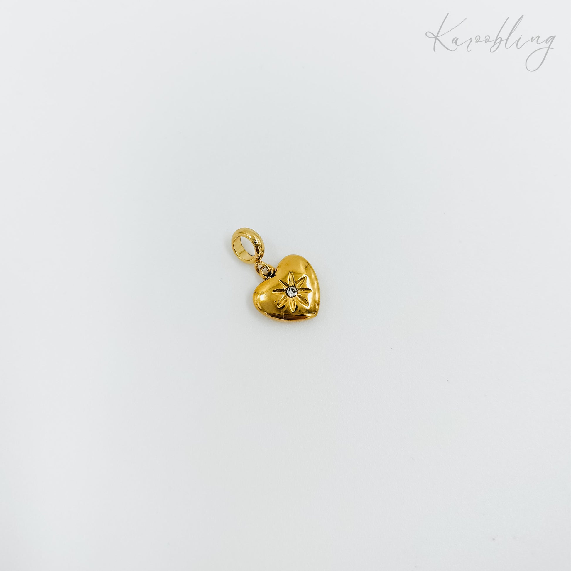 gold plated radiant heart cubic zirconia charm (water & tarnish proof)