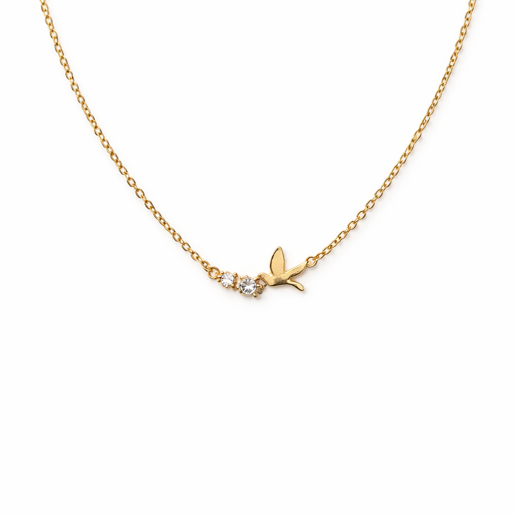 Gold Plated Rhinestone Dove Necklace (fashion jewellery)