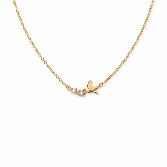Gold Plated Rhinestone Dove Necklace (fashion jewellery)