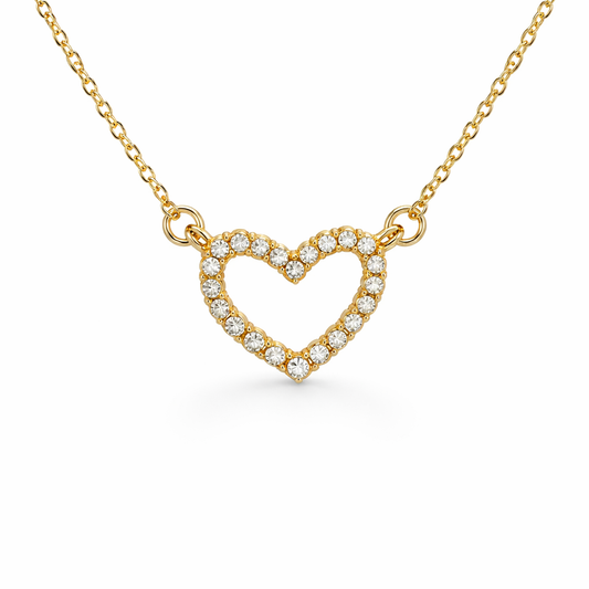 gold plated rhinestone heart necklace (fashion jewellery)