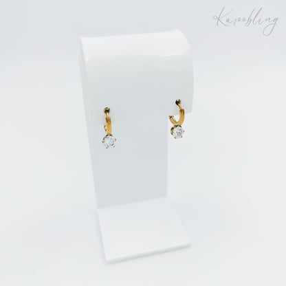 gold plated rhinestone huggie earrings (water & tarnish proof)