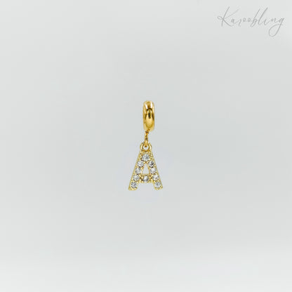 Gold Plated Rhinestone Initial Charm