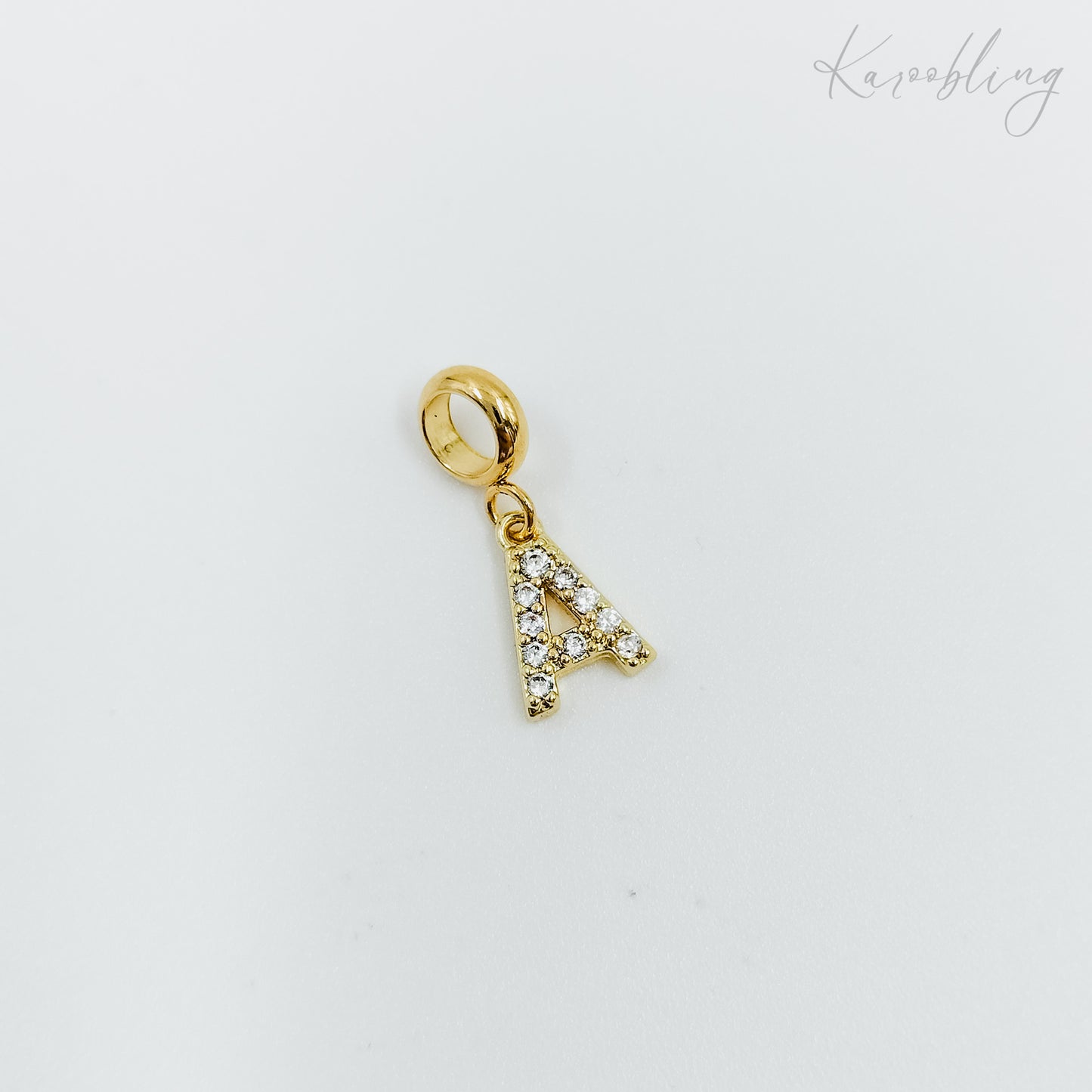 Gold Plated Rhinestone Initial Charm