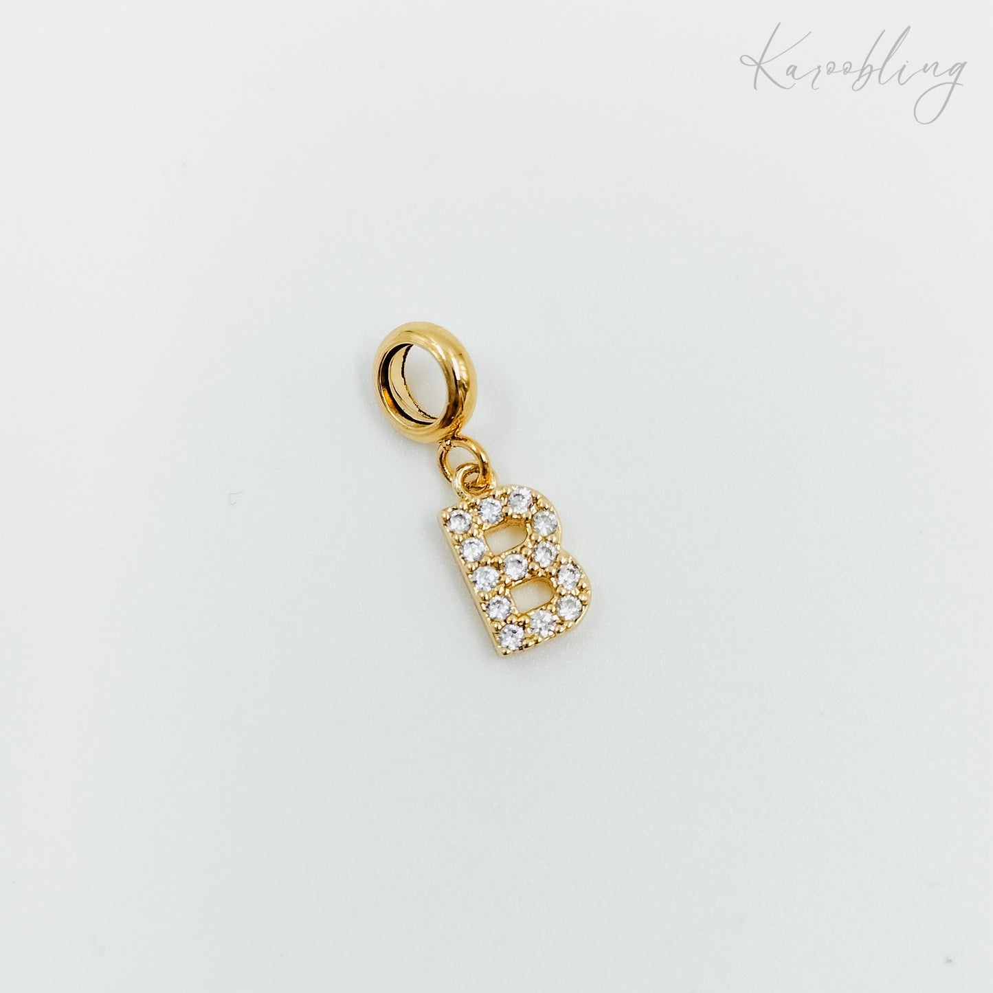 Gold Plated Rhinestone Initial Charm