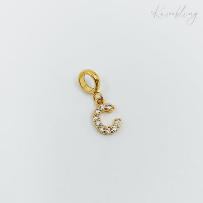 Gold Plated Rhinestone Initial Charm