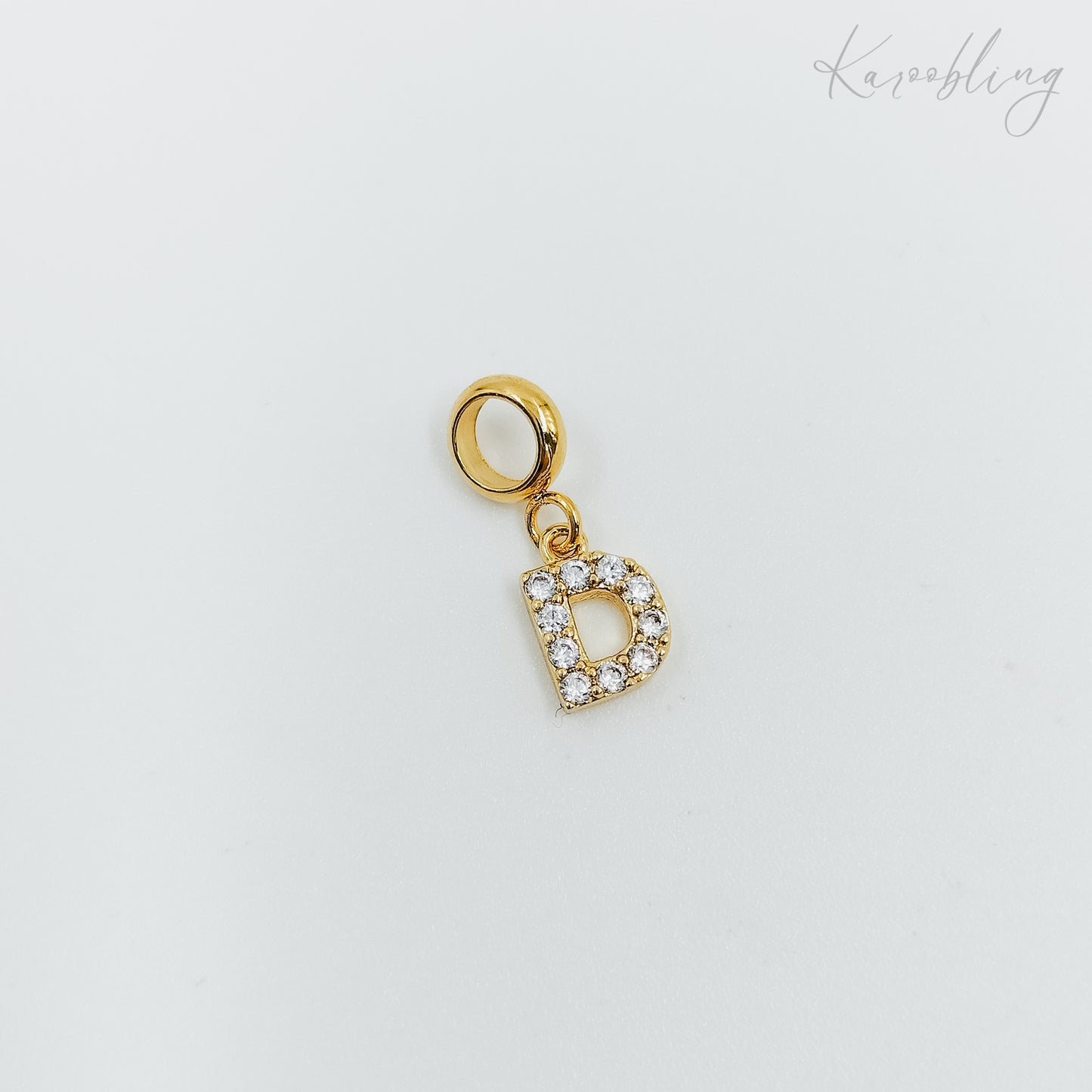 Gold Plated Rhinestone Initial Charm