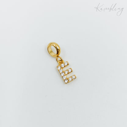 Gold Plated Rhinestone Initial Charm