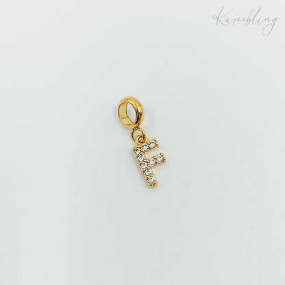 Gold Plated Rhinestone Initial Charm