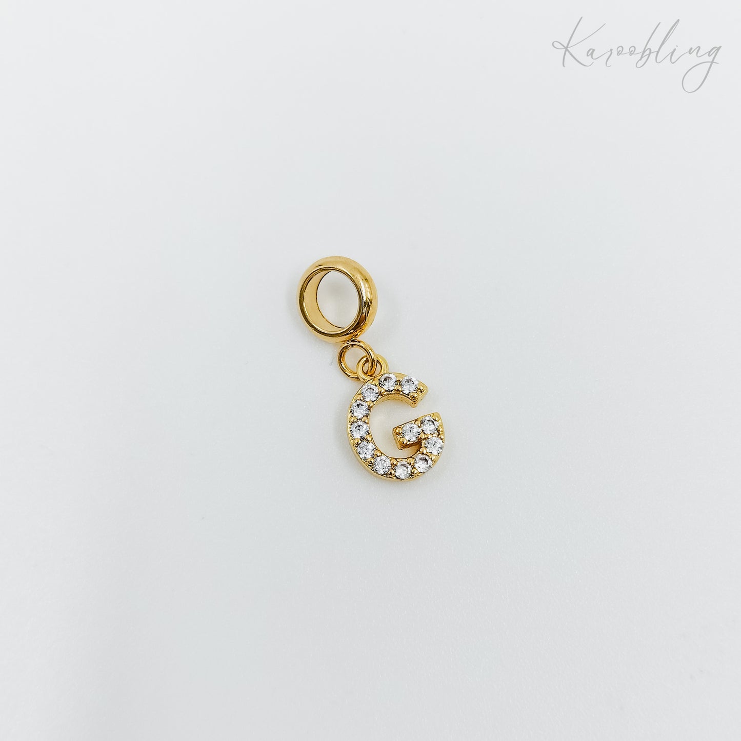 Gold Plated Rhinestone Initial Charm