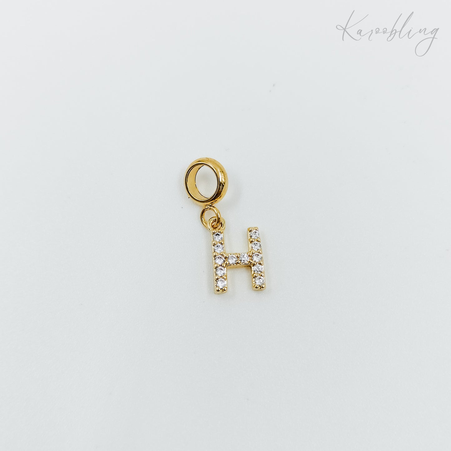 Gold Plated Rhinestone Initial Charm