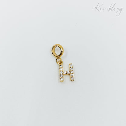 Gold Plated Rhinestone Initial Charm