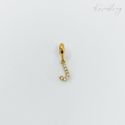 Gold Plated Rhinestone Initial Charm