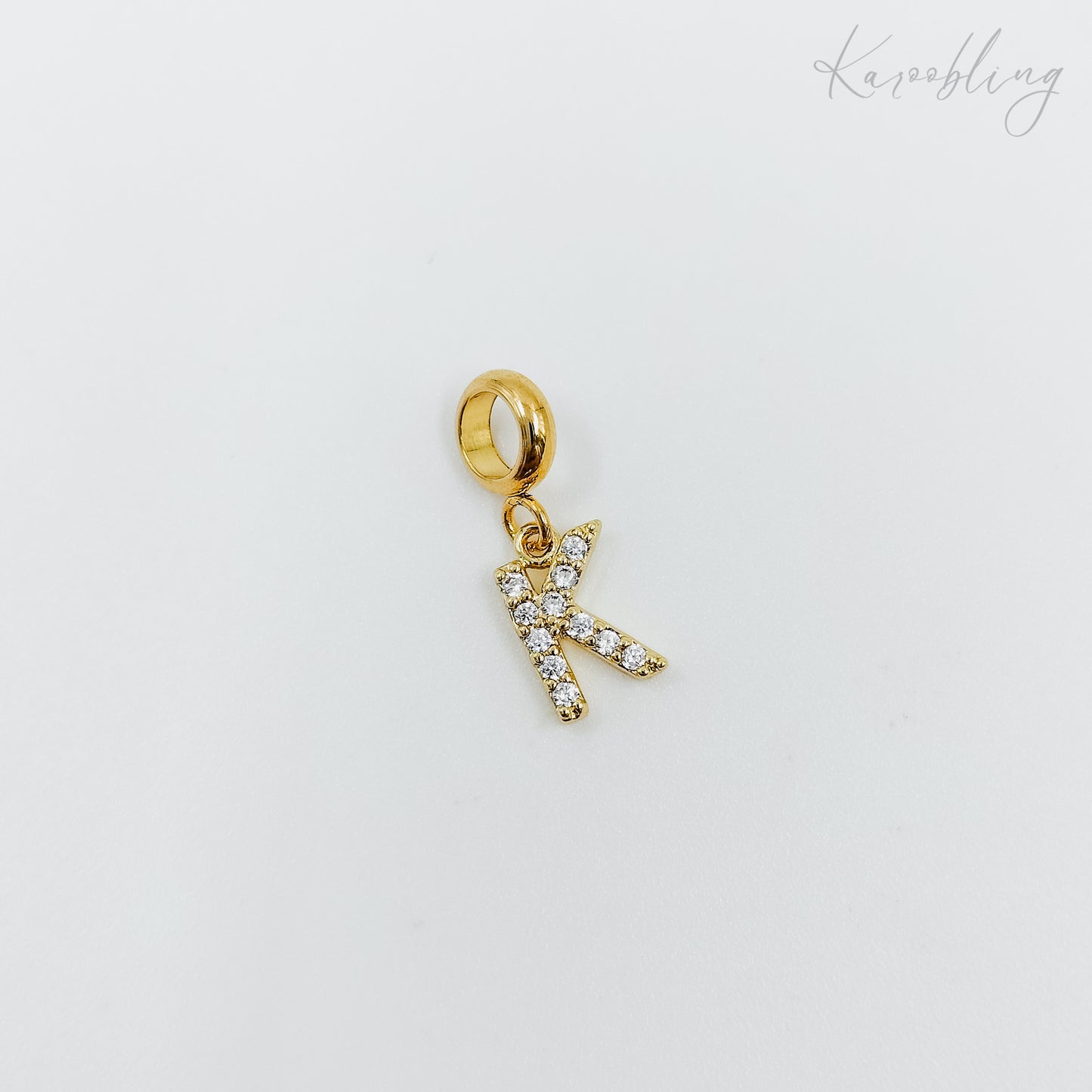 Gold Plated Rhinestone Initial Charm