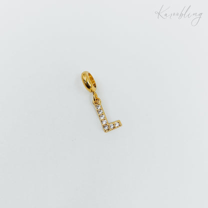 Gold Plated Rhinestone Initial Charm