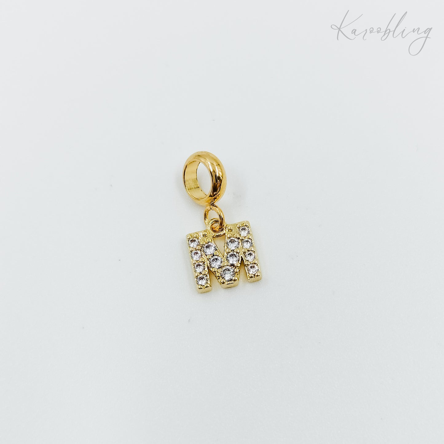 Gold Plated Rhinestone Initial Charm