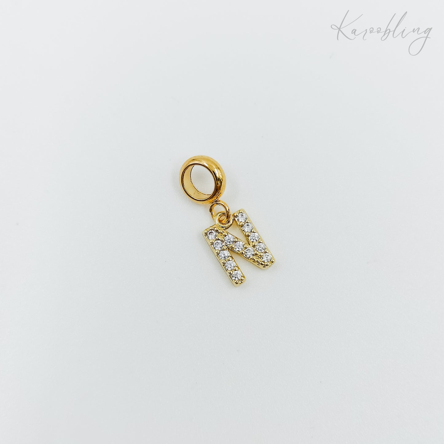 Gold Plated Rhinestone Initial Charm