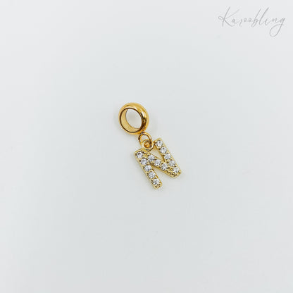 Gold Plated Rhinestone Initial Charm