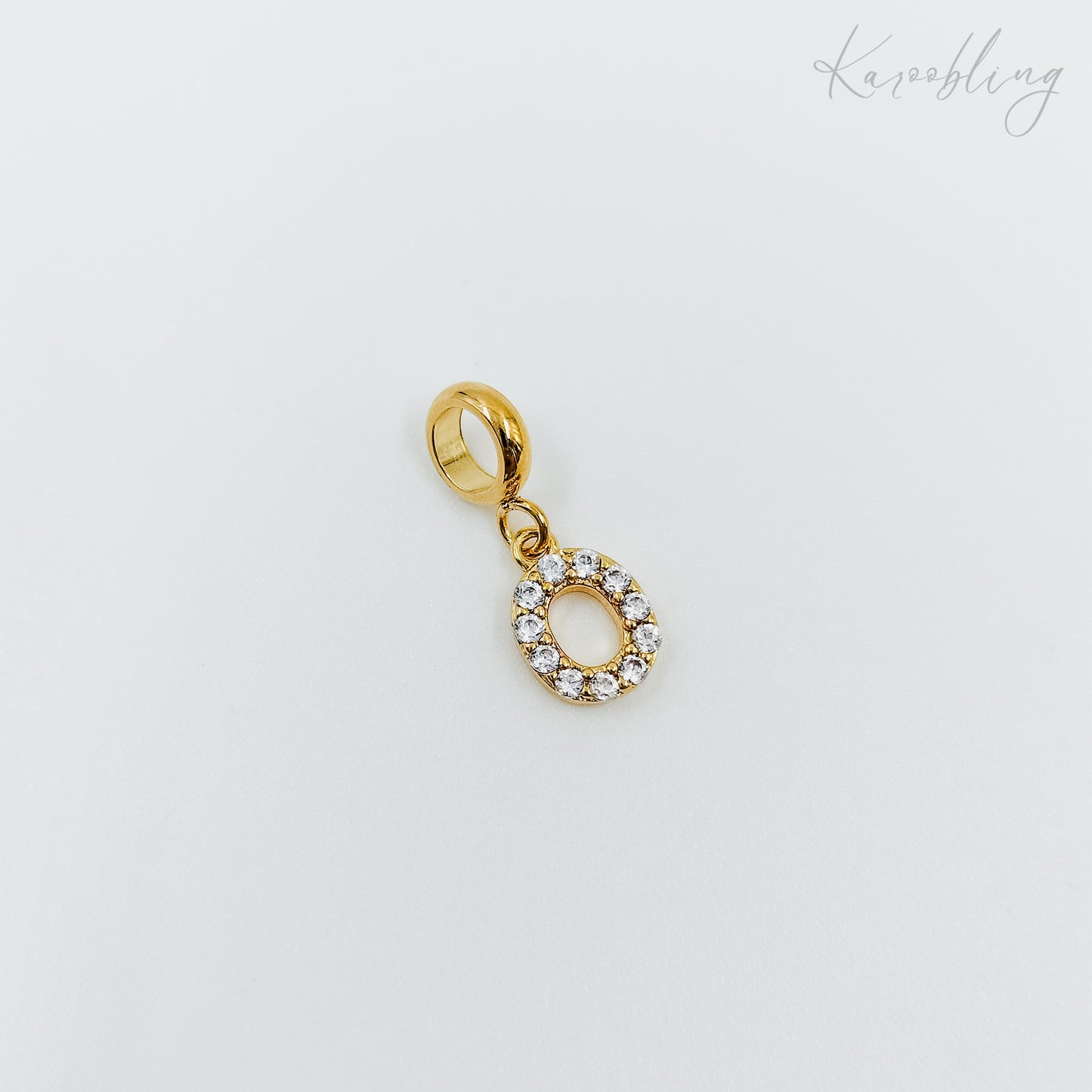 Gold Plated Rhinestone Initial Charm