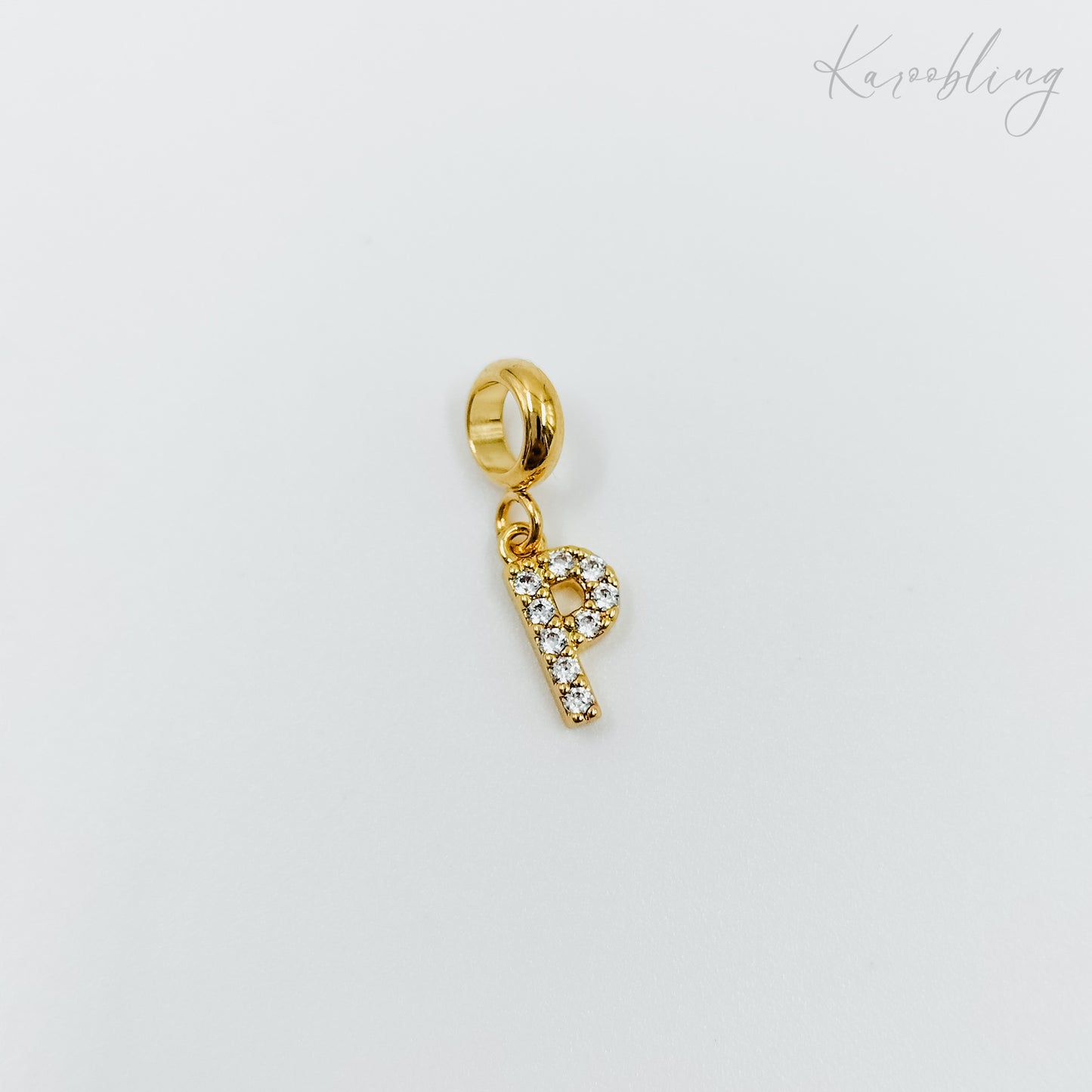 Gold Plated Rhinestone Initial Charm