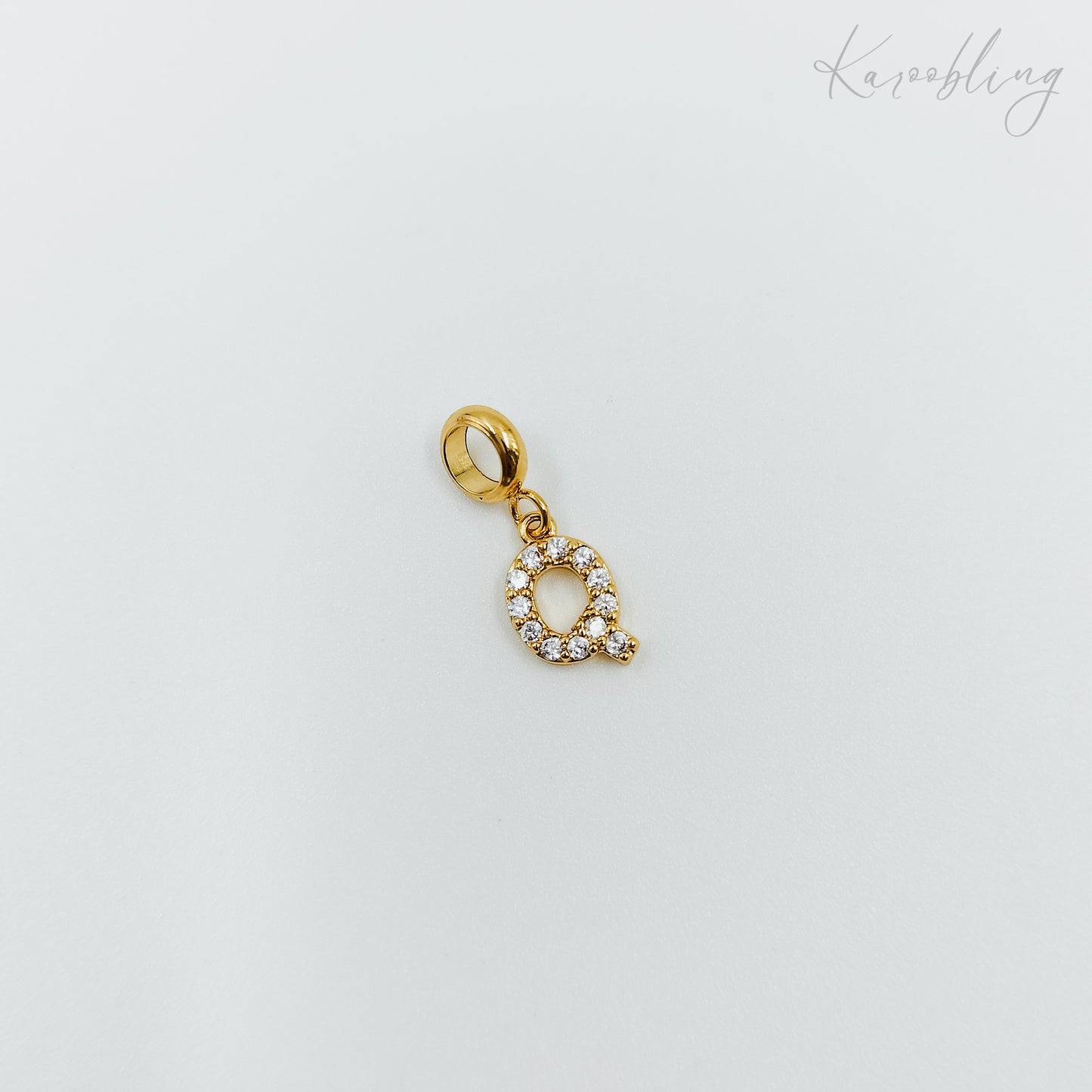 Gold Plated Rhinestone Initial Charm