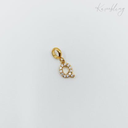 Gold Plated Rhinestone Initial Charm