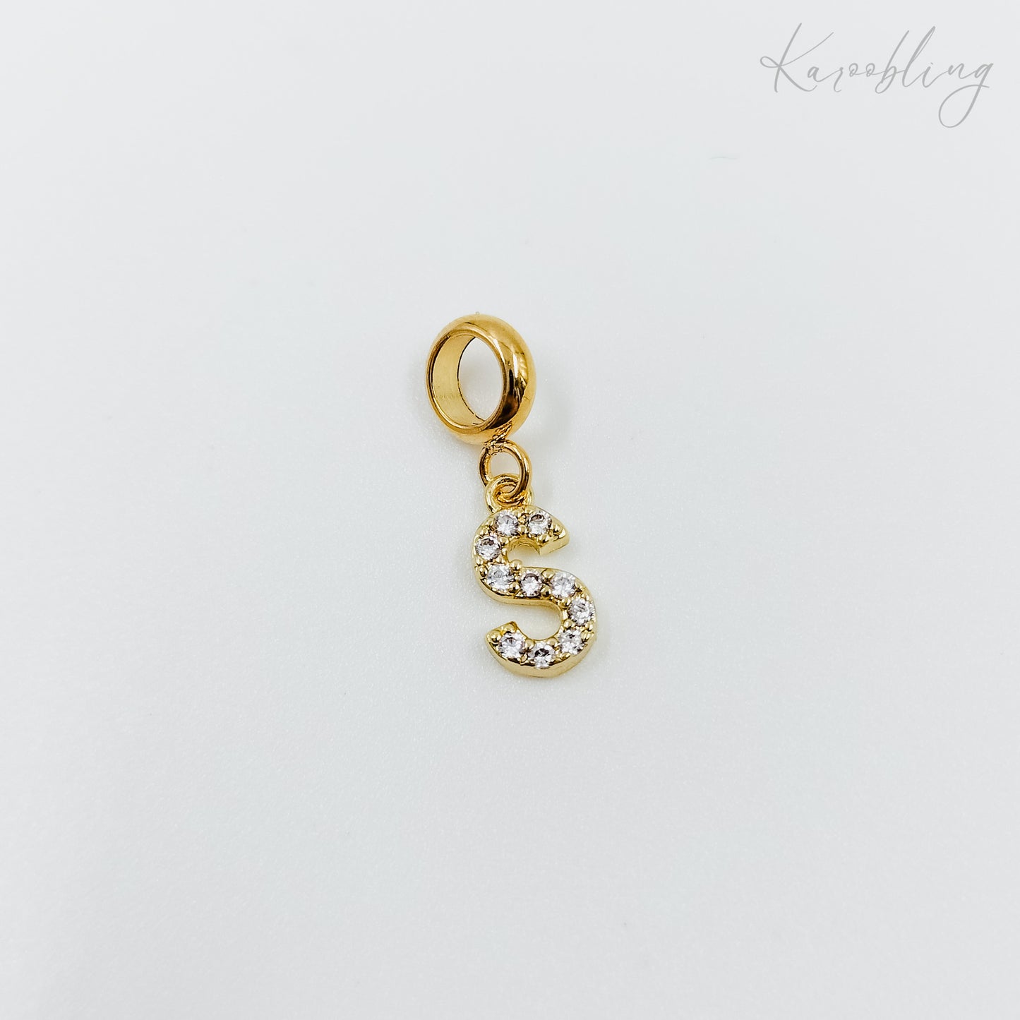 Gold Plated Rhinestone Initial Charm