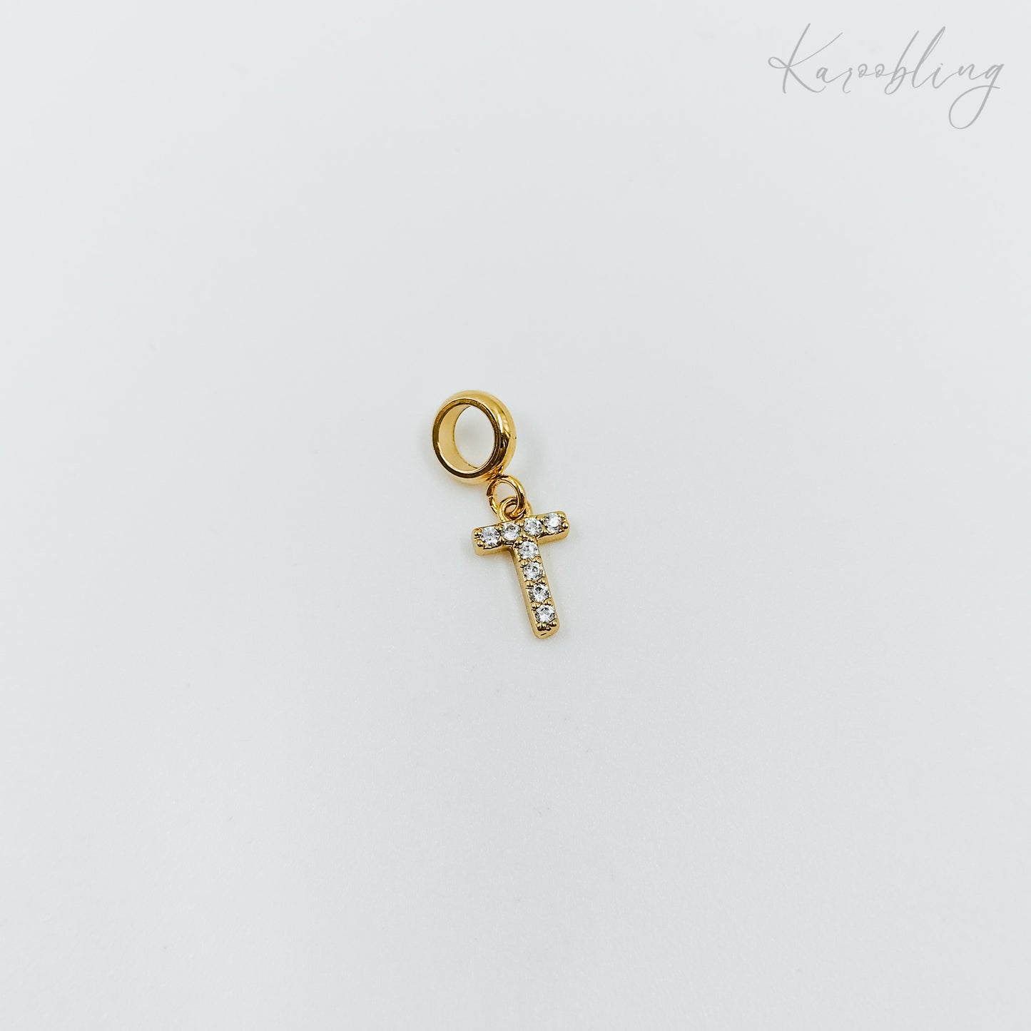 Gold Plated Rhinestone Initial Charm