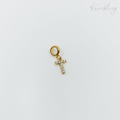 Gold Plated Rhinestone Initial Charm