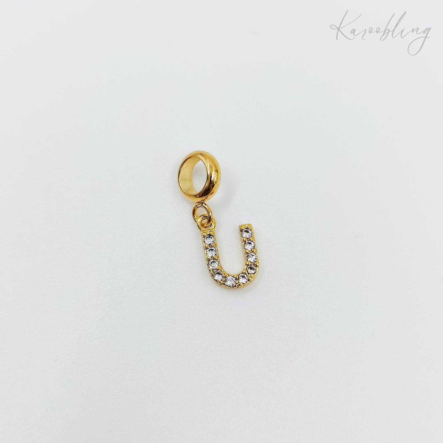 Gold Plated Rhinestone Initial Charm