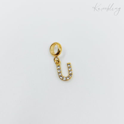 Gold Plated Rhinestone Initial Charm