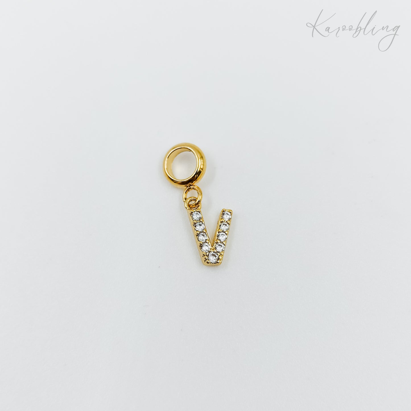 Gold Plated Rhinestone Initial Charm